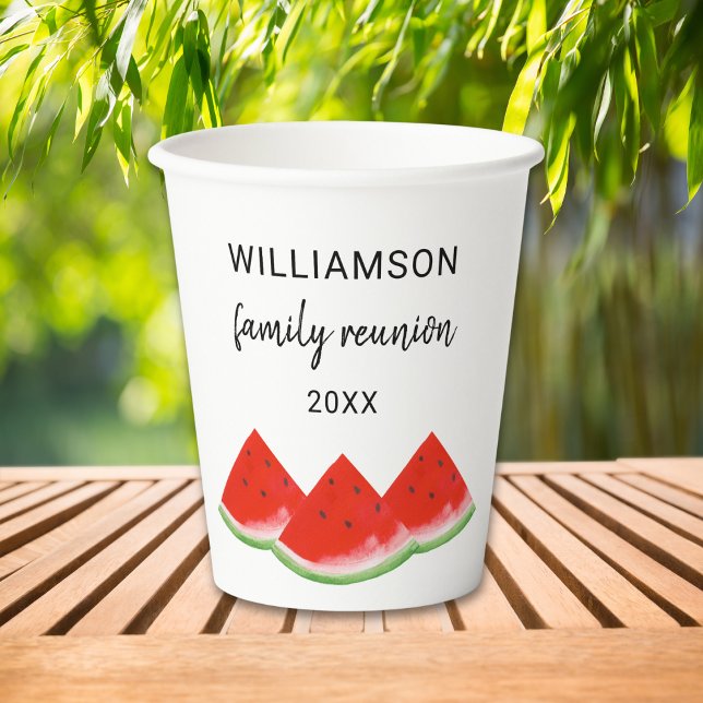 Personalized Family Reunion Red Watermelon Paper Cups (Creator Uploaded)