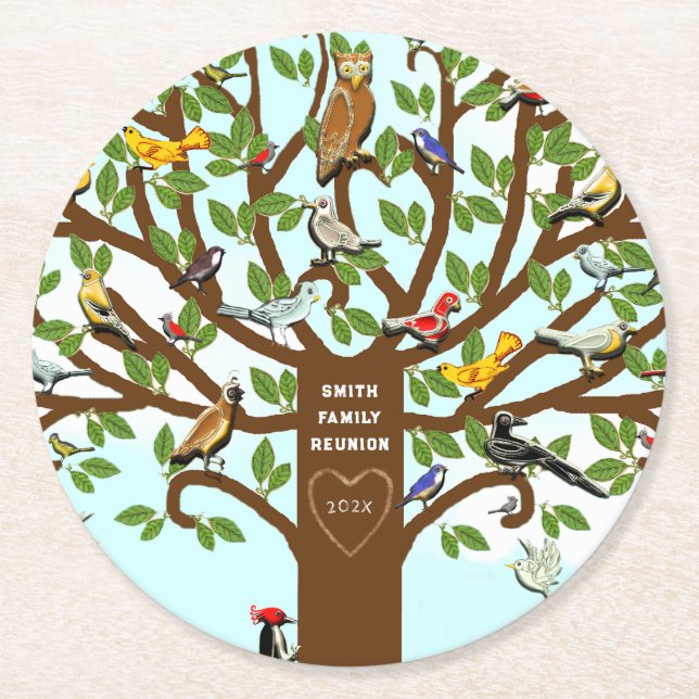 Personalized Family Reunion Round Paper Coaster (Front)