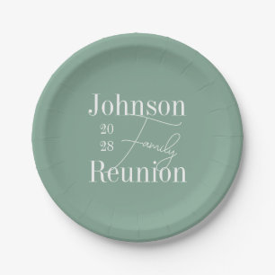 Personalized Family Reunion Sage Green Party Paper Plates