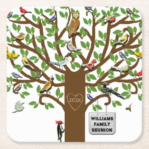 Personalized Family Reunion Square Paper Coaster