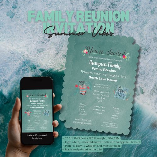 Personalized Family Reunion Summer Vibes Invitation