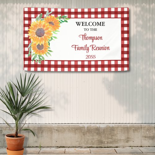 Personalized Family Reunion Sunflower Banner