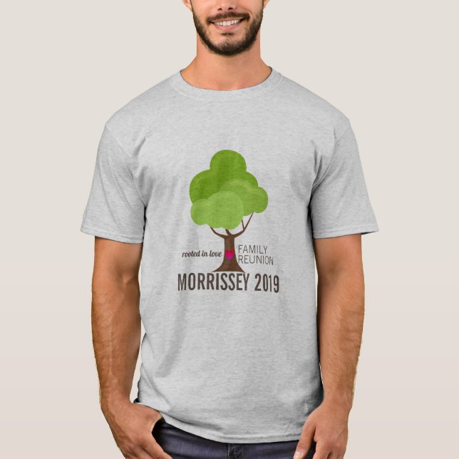 Personalized Family Reunion Tree Heart T-Shirt (Front)