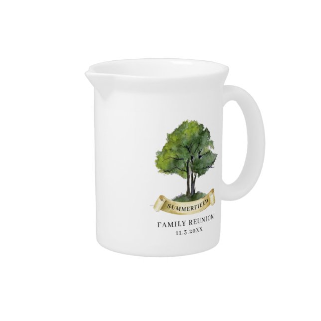 Personalized Family Reunion Tree Keepsake Beverage Pitcher (Right)