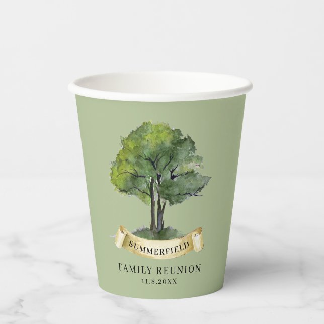 Personalized Family Reunion Tree Keepsake Name Paper Cups (Front)