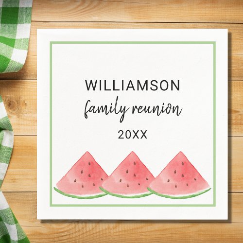 Personalized Family Reunion Watermelon Napkins