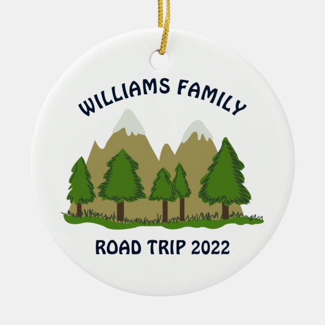 Personalized Family Road Trip Ceramic Ornament (Front)
