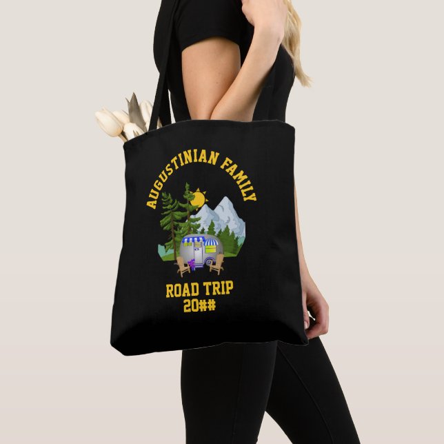 Personalized Family Road Trip Van Life Tote Bag (Close Up)
