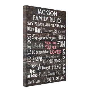 Personalized "Family Rules" Canvas Print