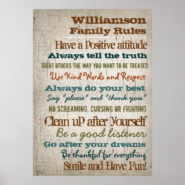 Personalized Family Rules House Sign (Front)