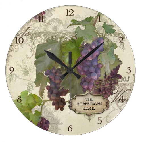 Personalized Family Rustic California Vineyard Wall Clocks