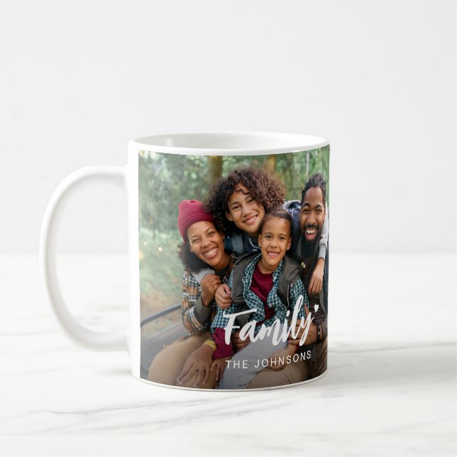 Personalized Family Script Photo Collage Coffee Mug (Left)