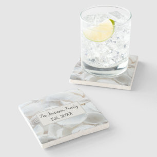 Personalized Family Sea Shell Stone Coaster