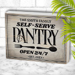 Personalized Family Self Serve Pantry Hours Sign<br><div class="desc">Welcome all your guests with this custom sign featuring a fun greeting and your family name.</div>