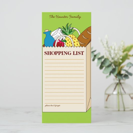 Personalized Family Shopping List (Standing Front)