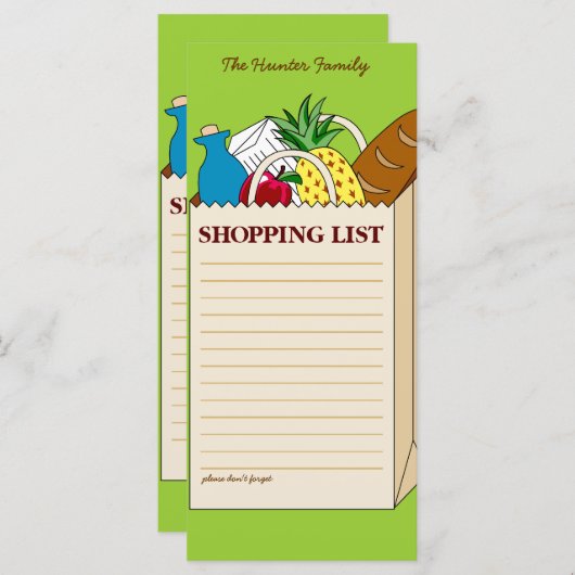 Personalized Family Shopping List (Front/Back)