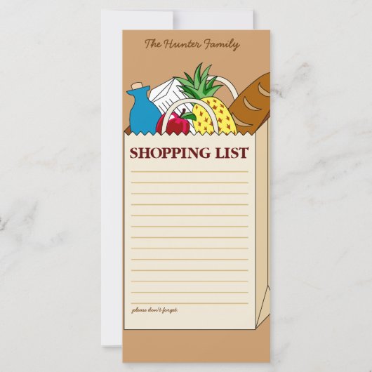 Personalized Family Shopping List (Front)