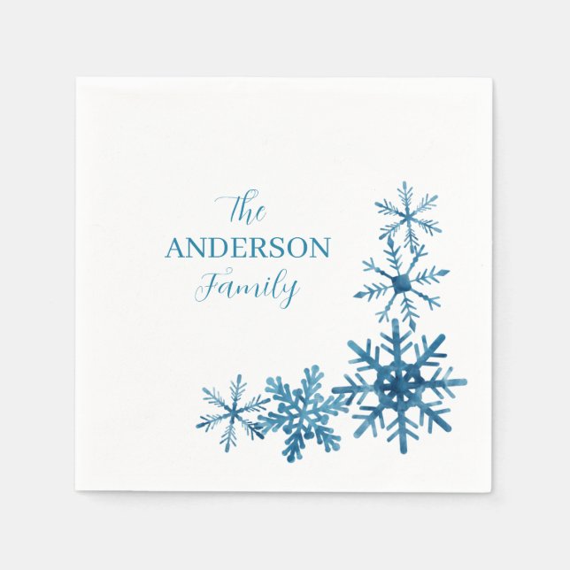 Personalized Family Signature Snowflake Napkins (Front)
