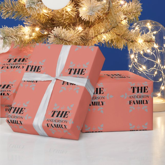 Personalized Family Signature Snowflake Red  Wrapping Paper (Holidays)