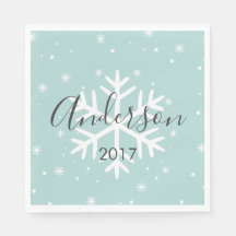 Personalized Family Snowflake Paper Napkins