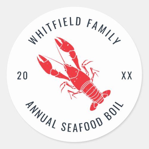 Personalized Family Summer Lobster Boil Classic Round Sticker