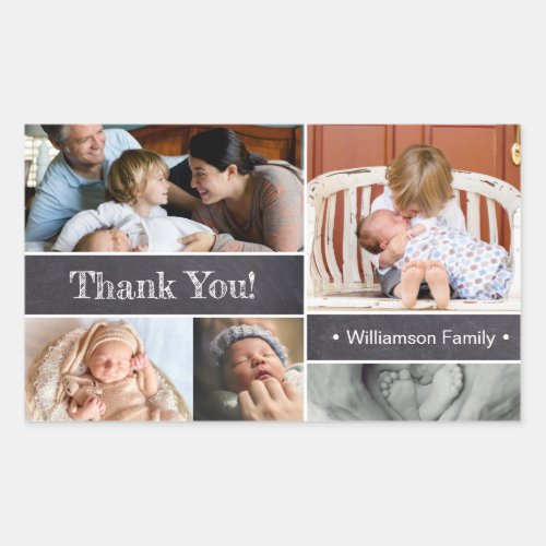 Personalized Family Thank you Photo Collage Rectangular Sticker