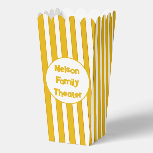Personalized family theater popcorn favor boxes (Front)