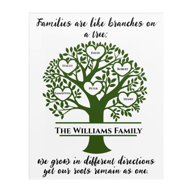 Personalized Family Tree Acrylic Wall Art (Front)