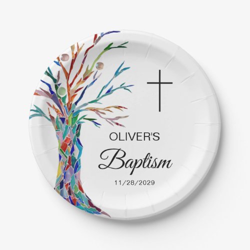 Personalized Family Tree Baptism Christening  Paper Plates
