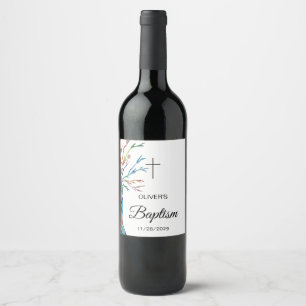 Personalized Family Tree Baptism Christening Wine Label