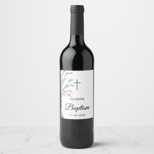 Personalized Family Tree Baptism Christening Wine Label
