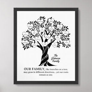 Personalized Family Tree Black And White Framed Art