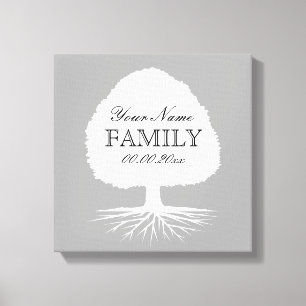 Personalized family tree canvas art illustration