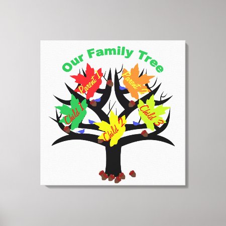 Personalized Family Tree (family Of 5) Canvas