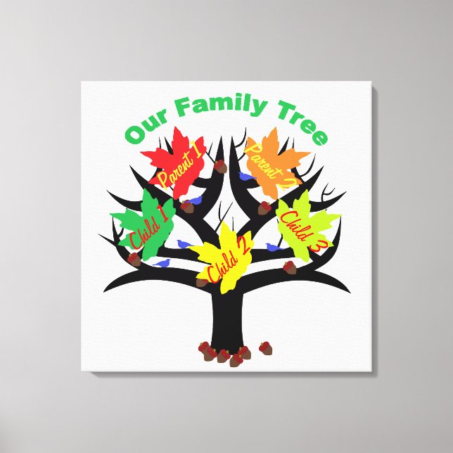 Personalized Family Tree (Family of 5) Canvas Print (Front)