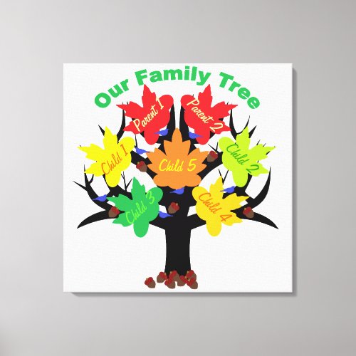 Personalized Family Tree Family of 7 Canvas