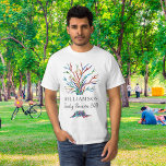 Personalized Family Tree Family Reunion T-Shirt<br><div class="desc">This stylish Family Reunion man's T-shirt features a colorful mosaic family tree.
Easily customizable with your family name and the year of your reunion.
Because we create our own artwork you won't find this exact image from other designers.
Original Mosaic © Michele Davies.</div>