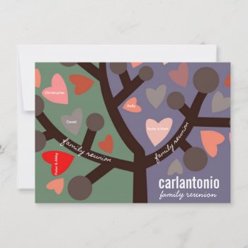 Personalized Family Tree & Hearts Family Reunion Invitation by PetitePaperie at Zazzle