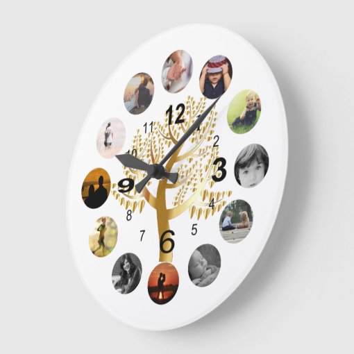 Personalized Family Tree Wall Clock With Photos Zazzle