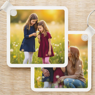 Personalized Family Two Photo Double Sided Keychain