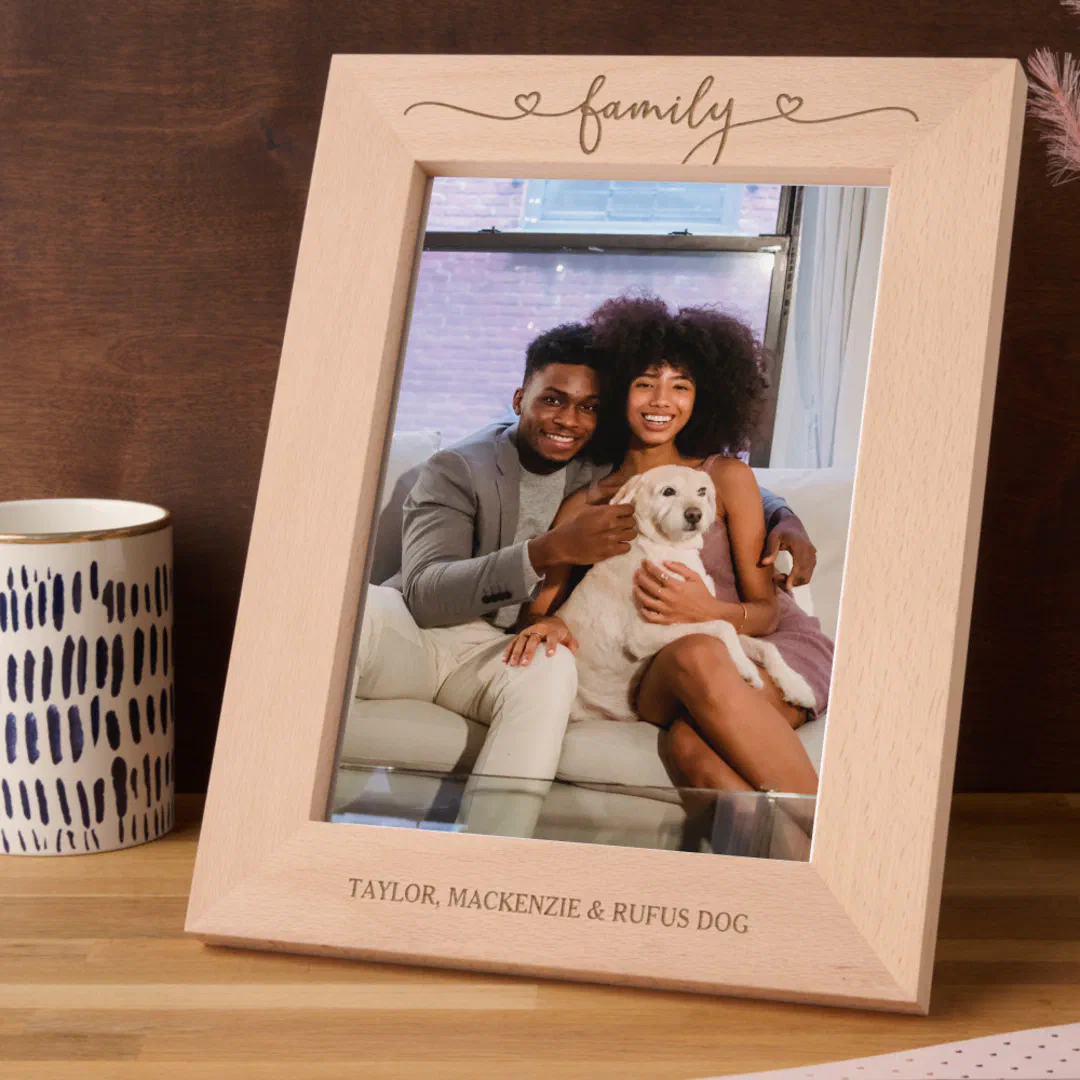 Personalized Family Typography With Love Hearts Engraved Frames
