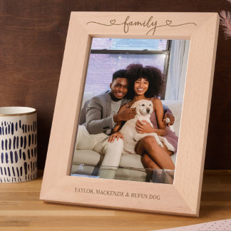 Personalized Family Typography With Love Hearts  Engraved Frames