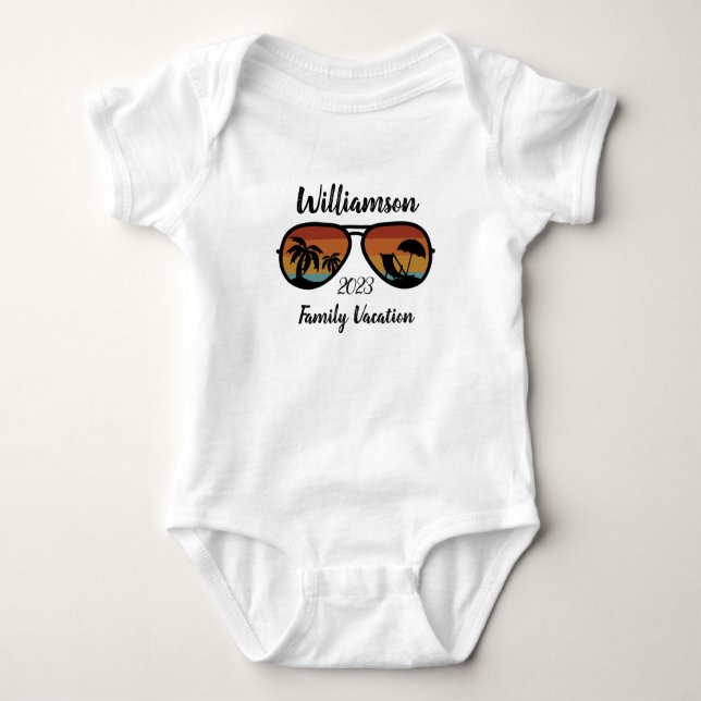 Personalized family vacation baby bodysuit (Front)
