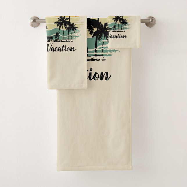 Personalized family vacation bath towel set (Insitu)