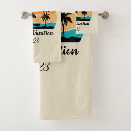 Personalized family vacation bath towel set