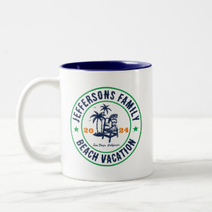 Personalized Family Vacation Beach Holiday Trip Two-Tone Coffee Mug