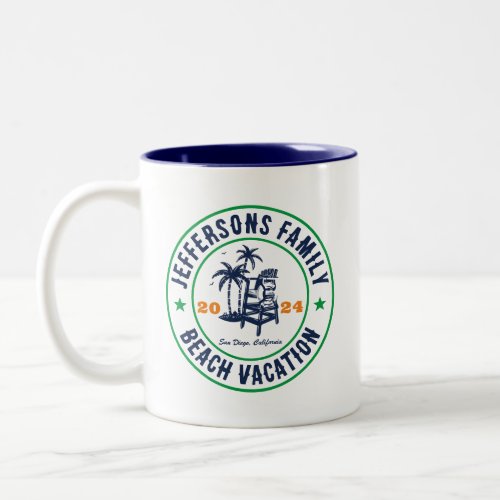 Personalized Family Vacation Beach Holiday Trip Two_Tone Coffee Mug