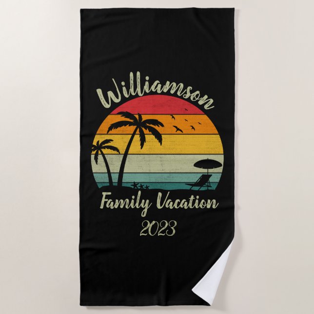Personalized family vacation beach towel (Front)