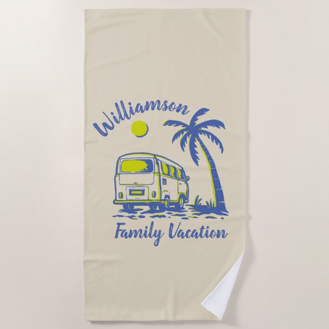 Personalized family vacation beach towel (Front)