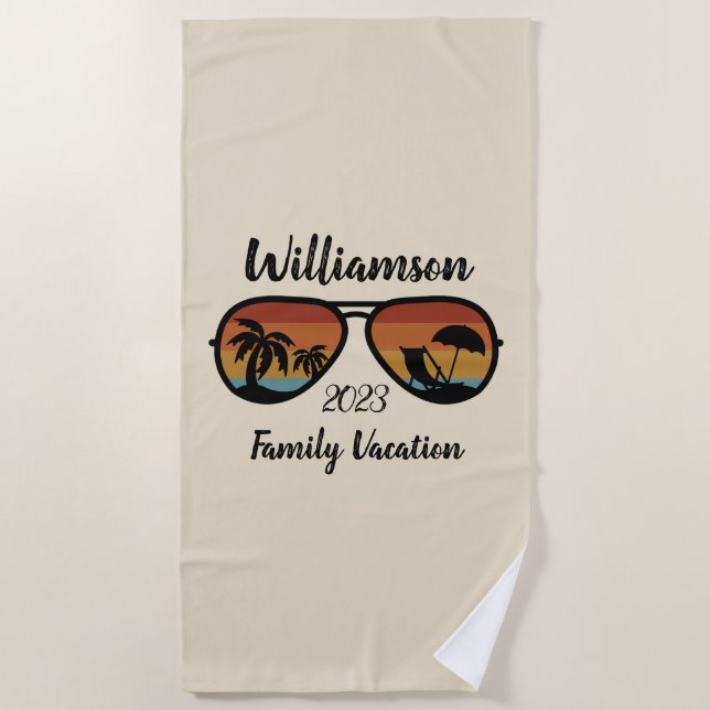 Personalized family vacation beach towel (Front)